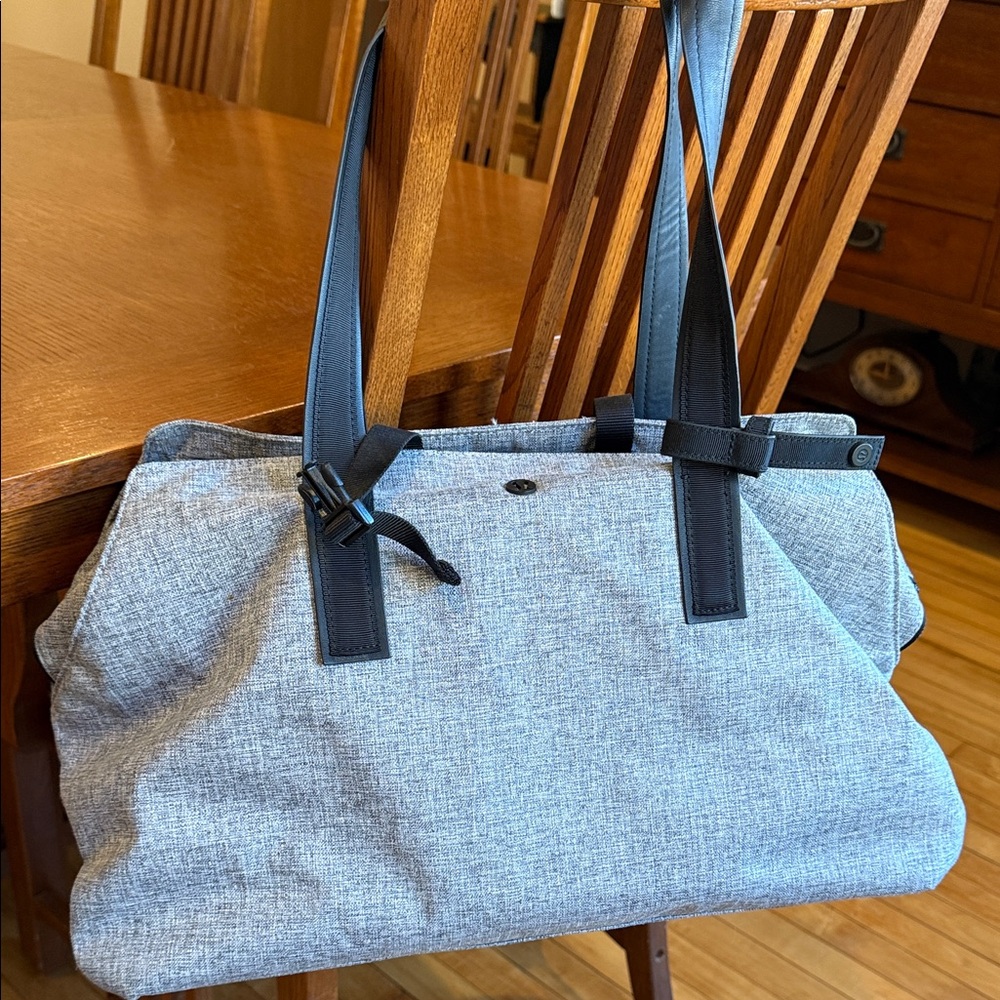 Lululemon Go Getter Bag Gray Tote Bag with Black Straps